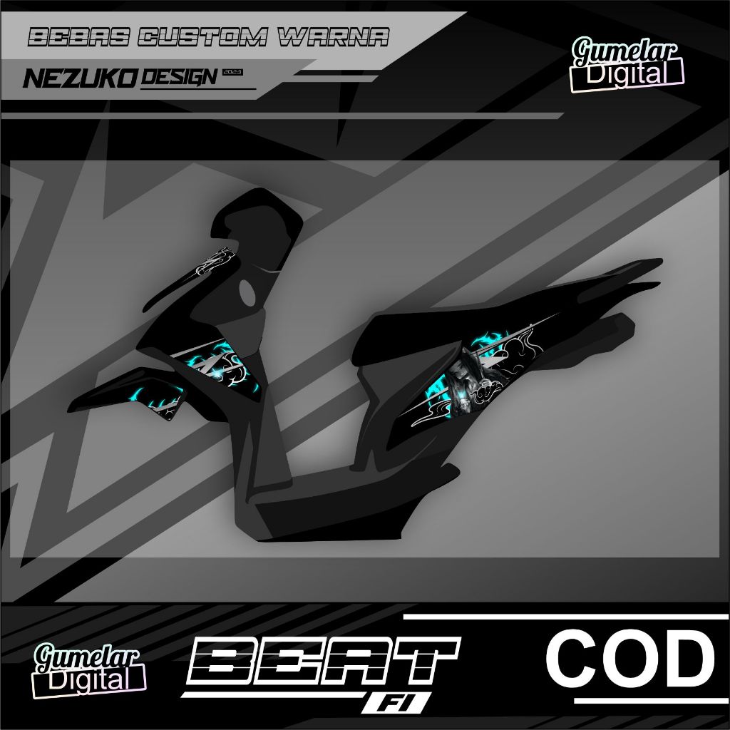 STRIPING SIMPEL HONDA BEAT FI 2012 2013 2014 2015 2016 NEZUKO DEMON SLAYER SUDAH DI CUTTING