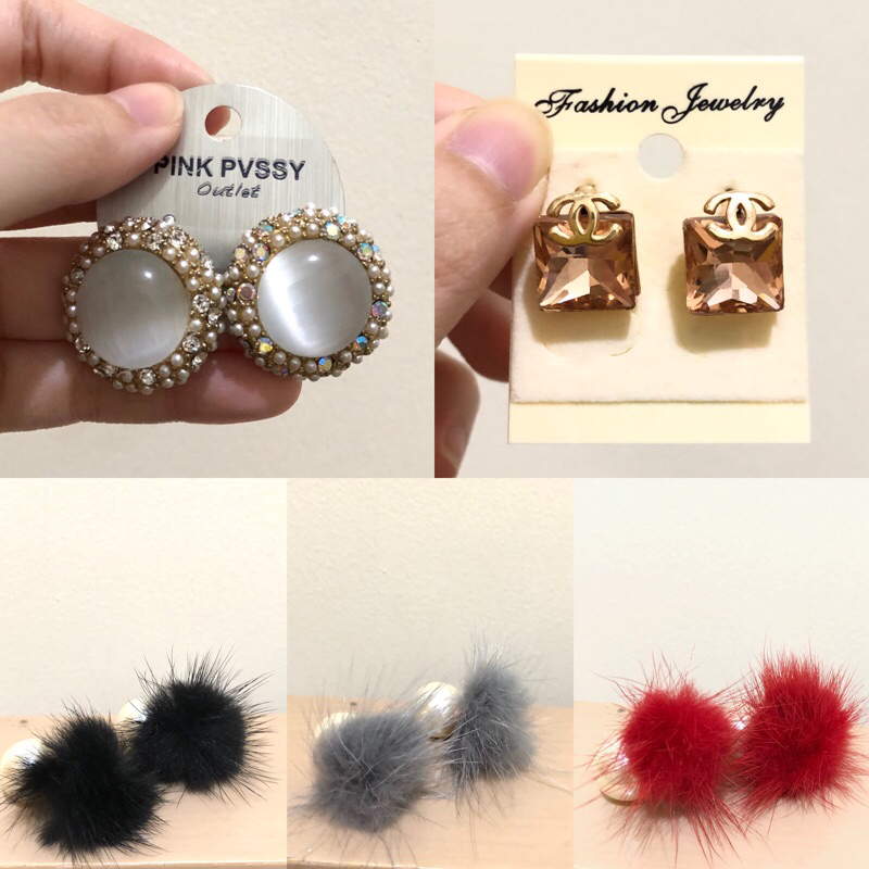 Anting Wanita Gaya Korea Model Tusuk Bulu Berlian Pearl