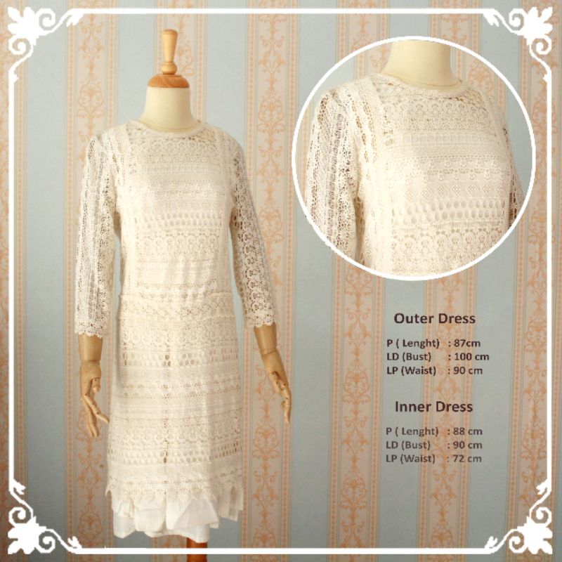 Dress brokat cream