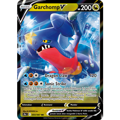 POKEMON TCG INDONESIA GARCHOMP V HOLOGRAM S9A 054/067