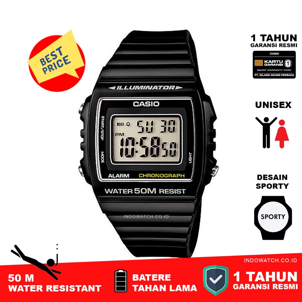 Casio W-215H-1AV w215 w 215 jam tangan original garansi resmi