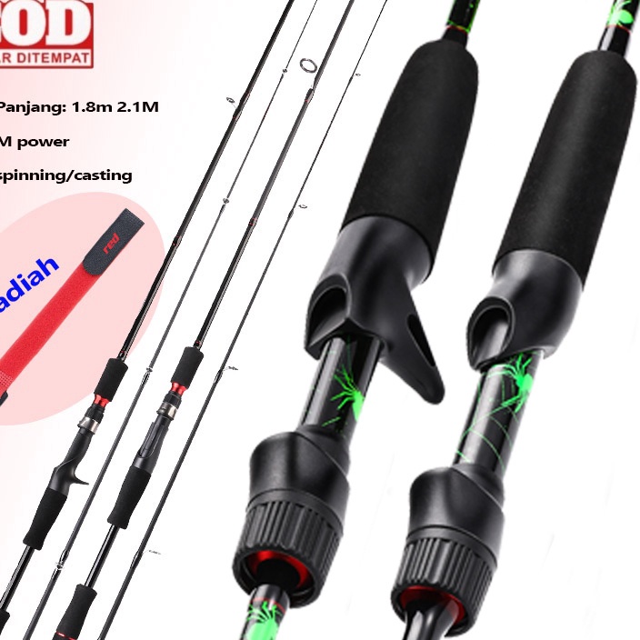 Terlaris Joran Pancing1.8m 2.1m 2 Sections Solid Tip Carbon Fishing Rod Max Drag 4-10kg joran castin