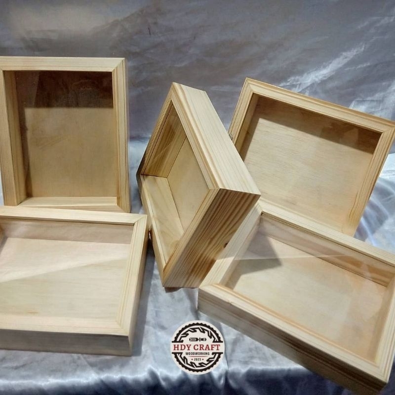 Rongga 3,5cm Box Pigura Mahar 3D / Frame Kotak Kayu Akrilik / Kado / Hantaran Nikah
