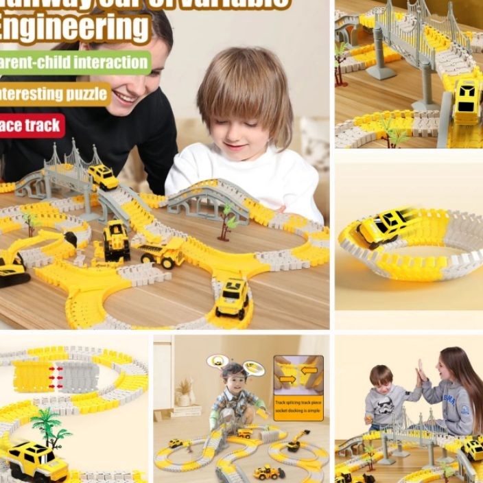 Terlaris [capt] Maianan Anak DIY Rel Truck Konstruksi CITY TRUCK Create A Road.