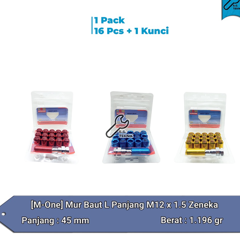 Promo Mur Roda L Baut Racing Mobil Warna 12x1.5/1.25 Zeneka - M-One.