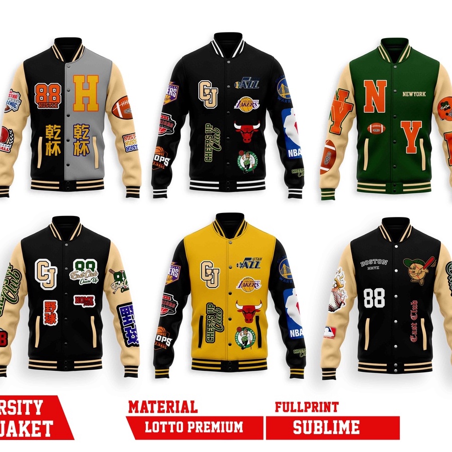 HOT SALE JAKET BOMBER VARSITY BASKETBALL SERIES MLB & NBA  BASEBALL.