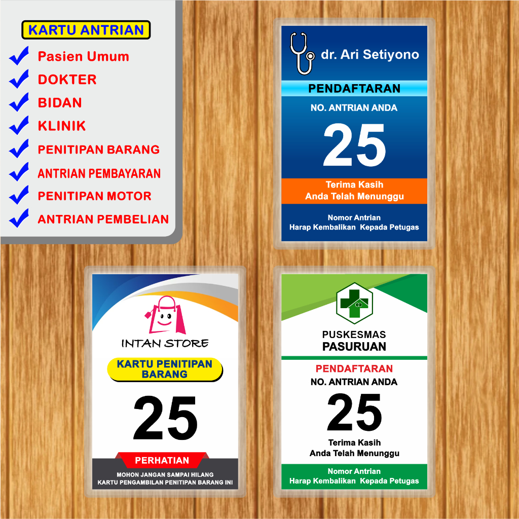 

Nomor Tunggu, Antrian, Penitipan Barang Laminating