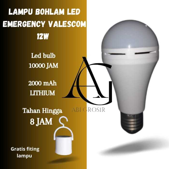 Lampu Emergency LED 12 Watt Valescom / Bohlam Sentuh AC DC Lampu Ajaib
