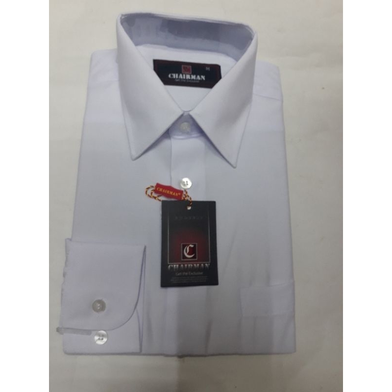 kemeja polos putih lengan panjang Chairman