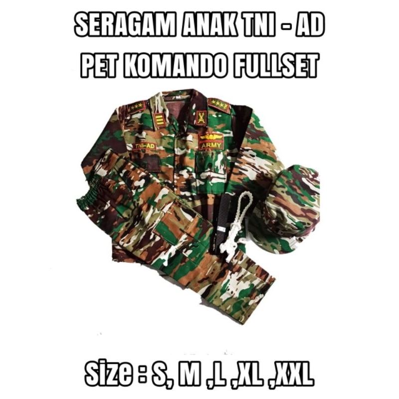 Baju Profesi anak TNI AD Topi Komando /Baju TNI AD