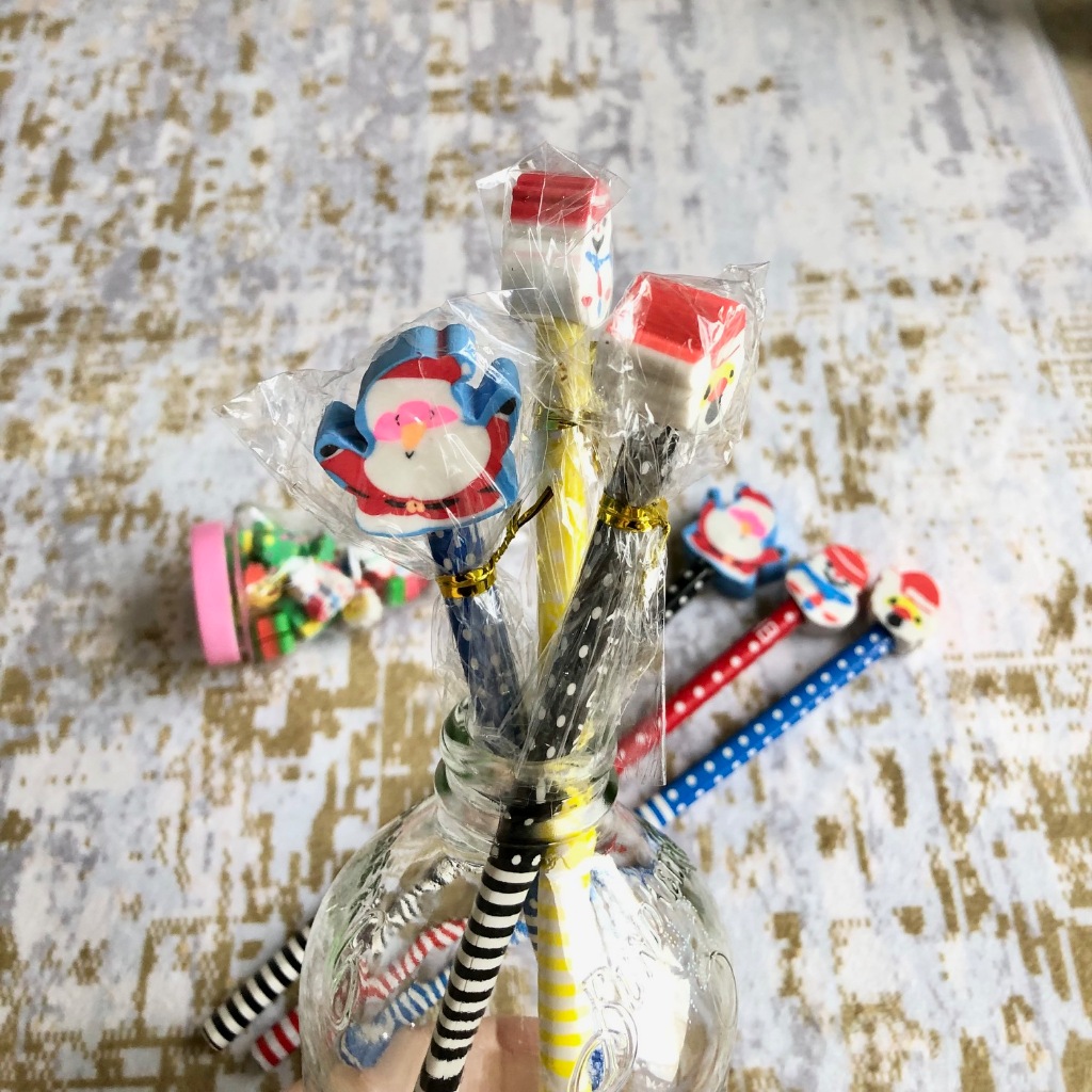

IDgrosir 6pcs Pensil Penghapus Natal Natalan Sinterklas Merry Christmas Santa Clause IDG-ST0199