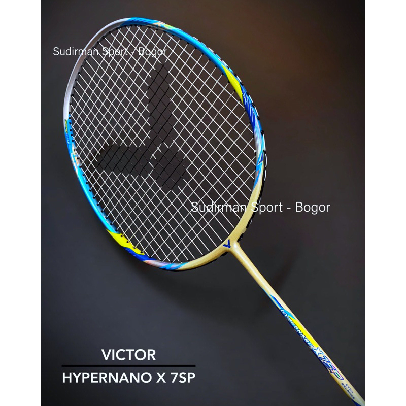 PAKET KOMPLIT Raket Badminton Victor Hypernano X 7SP / HX-7SP V (Electrum)