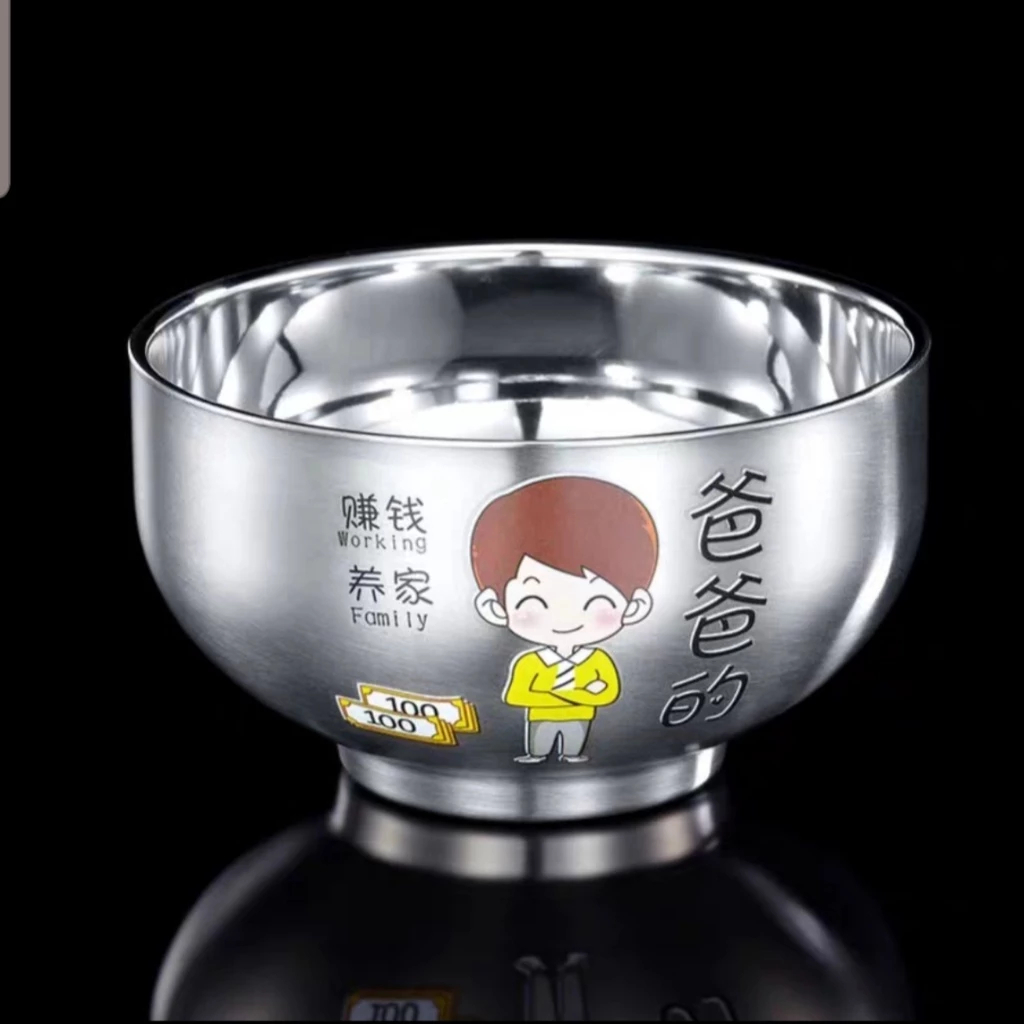 Mangkok Aesthetic Satu Keluarga stainless anti panas Plus Tutup Kedap