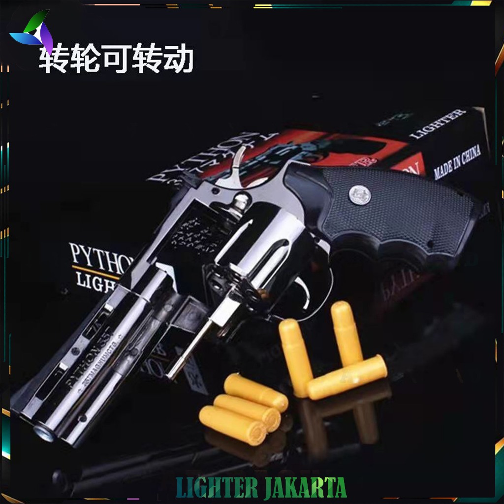 Korek Api Bara Gas Pistol Python 357 Besar