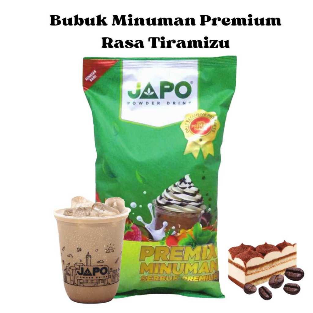 

BUBUK MINUMAN INSTAN 1 Kg RASA TIRAMIZU MERK JAPO PREMIUM POWDER DRINK SERBUK MINUMAN KOPI TIRAMISU