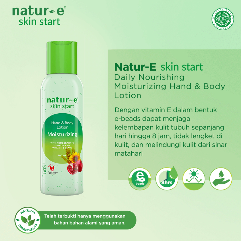 Natur E Daily Nourishing Moisturizing Hand & Body Lotion 100ml - Hand Body Lotion Natur E Hijau 100m