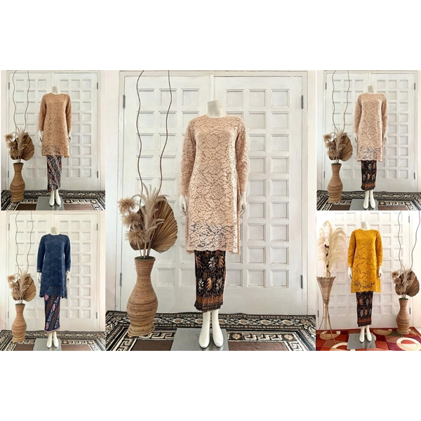 PROMO ATASAN KEBAYA BROKAT JUMBO WARNA HITAM /KEBAYA KONDANGAN MODERN /KEBAYA TUNIK WARNA COKSU