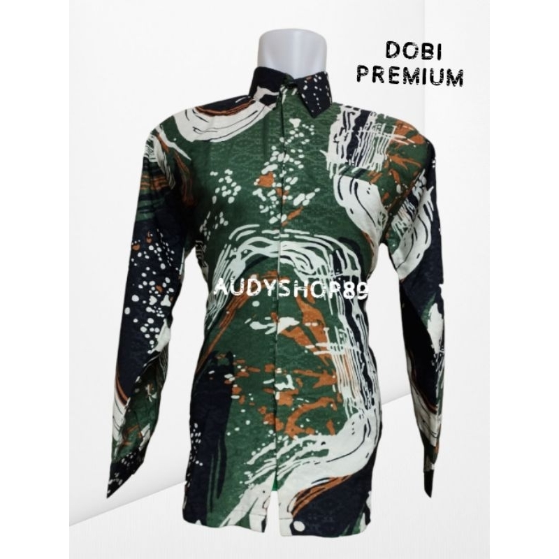 BATIK PRIA BAHAN DOBI PREMIUM LAPIS FURING HERO WARNA HIJAU ARMY