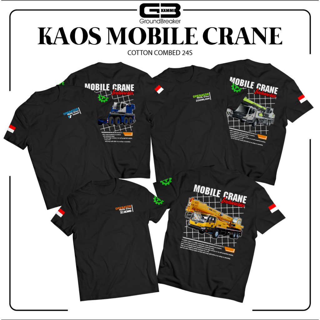 BAJU KAOS OPERATOR MUDA MOBILE CRANE XCMG DLL ALAT BERAT PREMIUM COTTON COMBED 24S