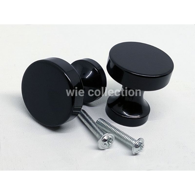 HANDLE KNOB BULAT MINIMALIS BLACK MATT / TARIKAN BULAT BESI HITAM / TARIKAN LACI LEMARI KACA