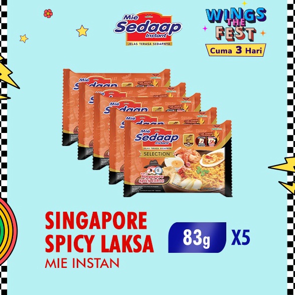 

7.7 BRANDS FESTIVAL Sedaap Mie Instan Singapore Spicy Laksa Bag 83 gr x5