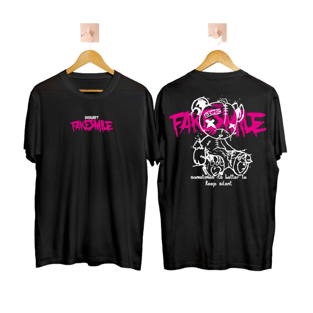 Baju Kaos Fake Smile Hitam (COD)/Baju Brand Lokal/Brand Lokal Baju/Others/Kaos Pria Dewasa/Baju Bran