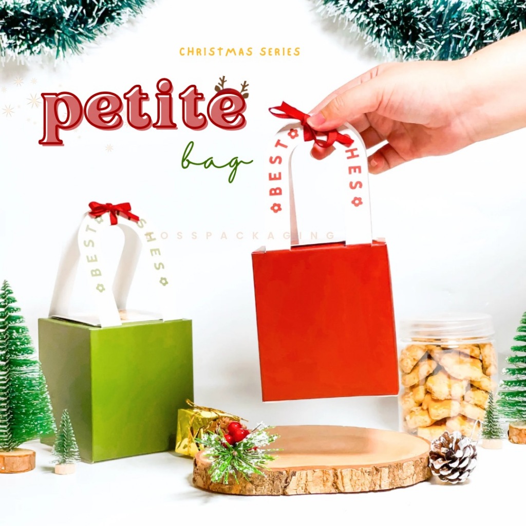 

Box Petite Bag Christmas Hampers Toples Cookies / Box Hampers Kue Snack Natal