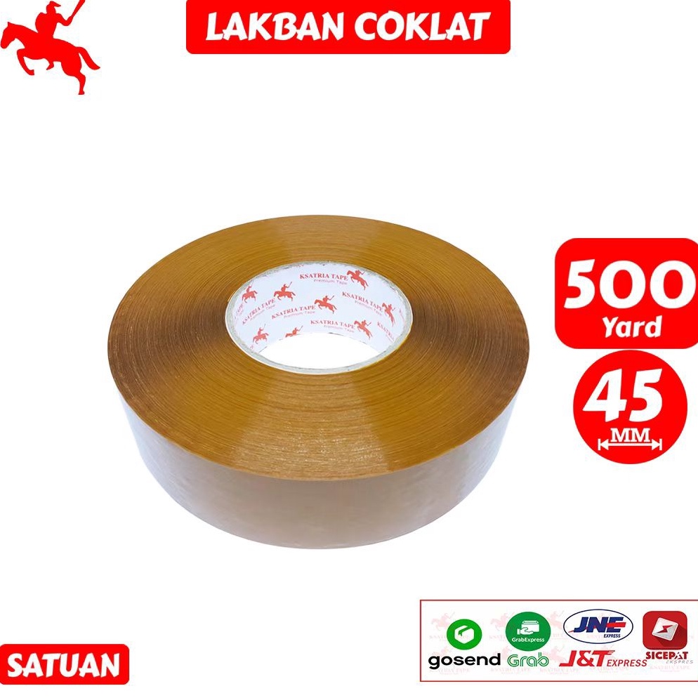 

Stok Banyak.. Lakban OPP Tape / Lakban Coklat KSATRIA Tape 500 Yard -Pcs AKF