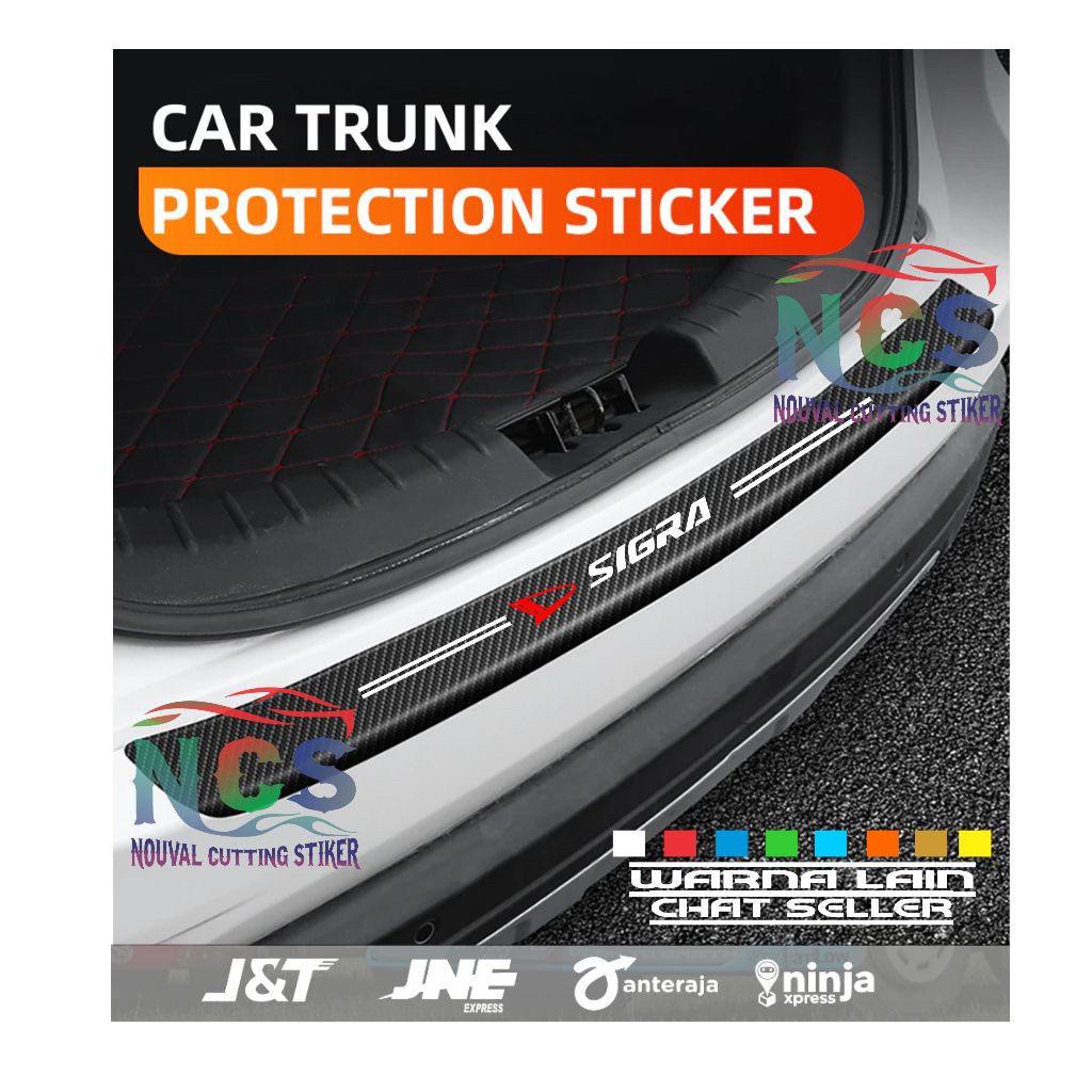 Sticker stiker mobil sigra karbon pelindung bagasi belakang mobil daihatsu sigra