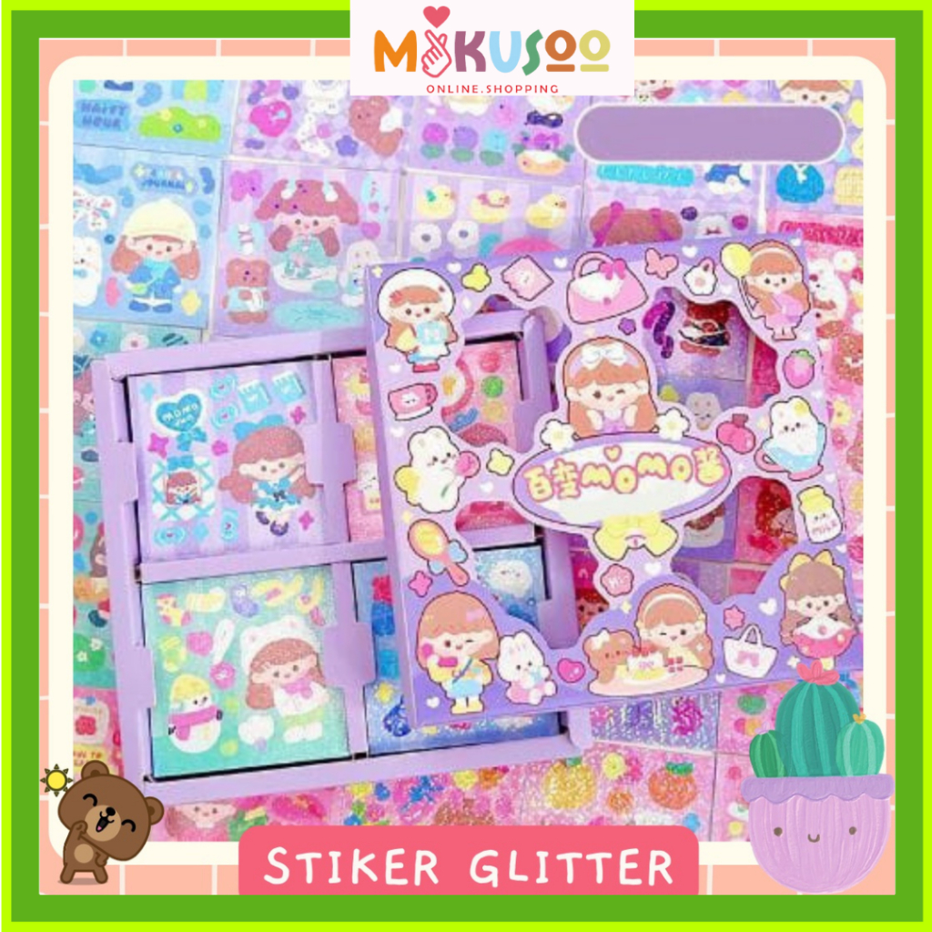

Mikusoo Stiker Glitter Planner Scrapbook Tempel Cute Aesthetic Dekorasi Sticker