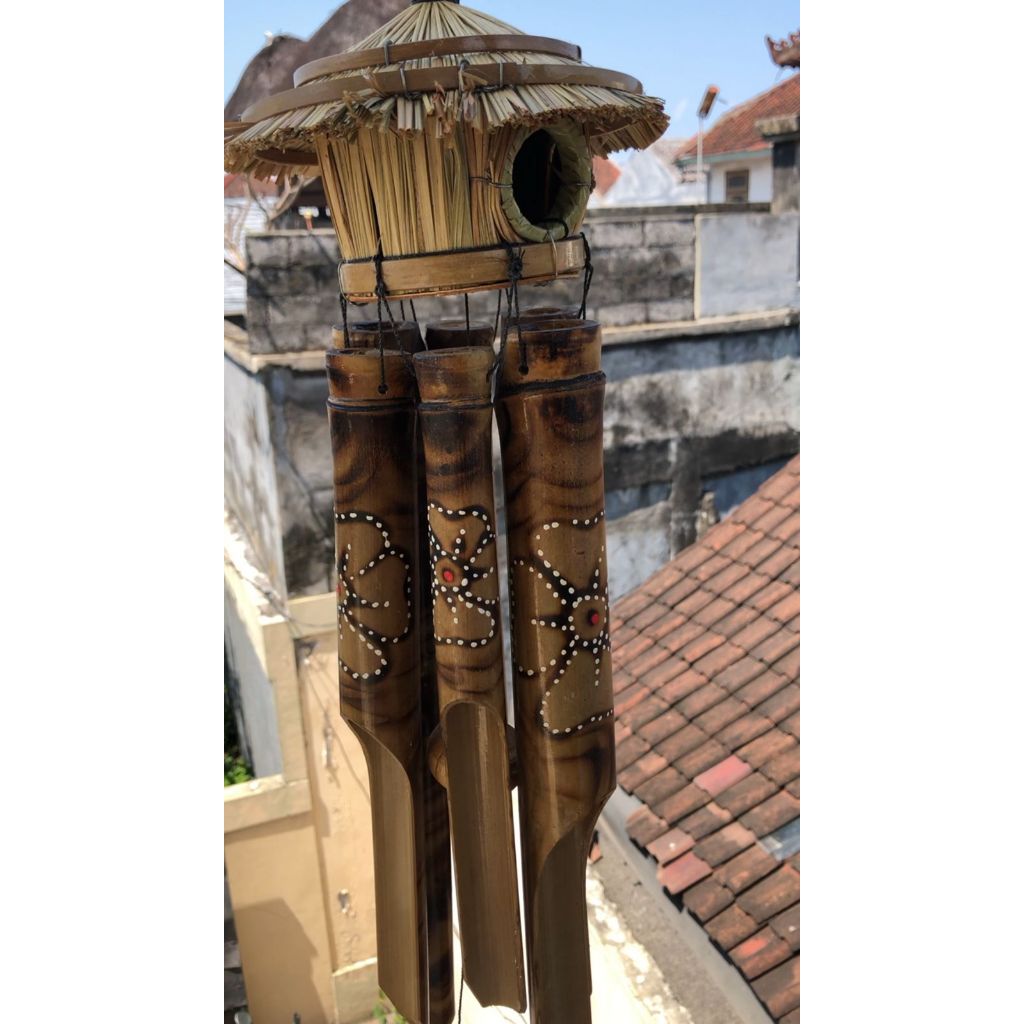 lonceng angin bambu / kluntung bambu Jerami Bali