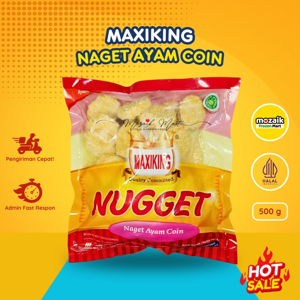 

Maxiking Nugget Ayam Coin 500 gr - Naget / Nuget / Frozen Mart / Frozen Food Palembang