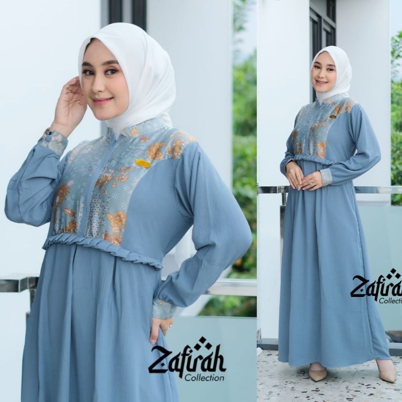 Gamis Motif Etnik Bahan Crinkle Airflow Premium Naura Dress Terbaru 2024