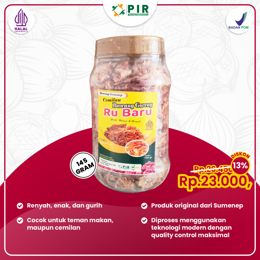 

Cemilan Asli Sumenep Bawang Merah Goreng Dafis Camilan Toples Premium Ukuran 145 Gram Gurih Dan Renyah Halal BPOM