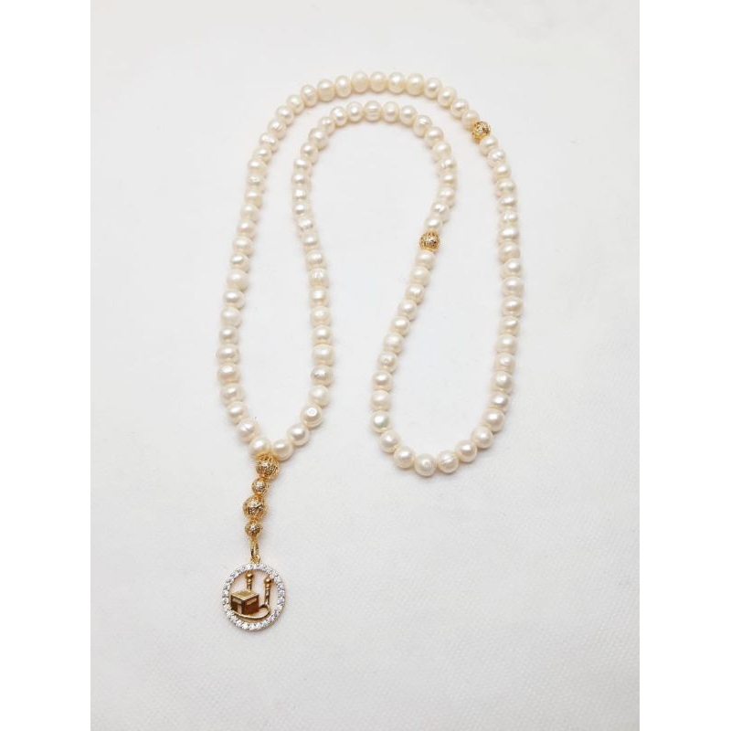 TASBIH 99 BUTIR MUTIARA BESAR 1 CM AIR TAWAR LOMBOK