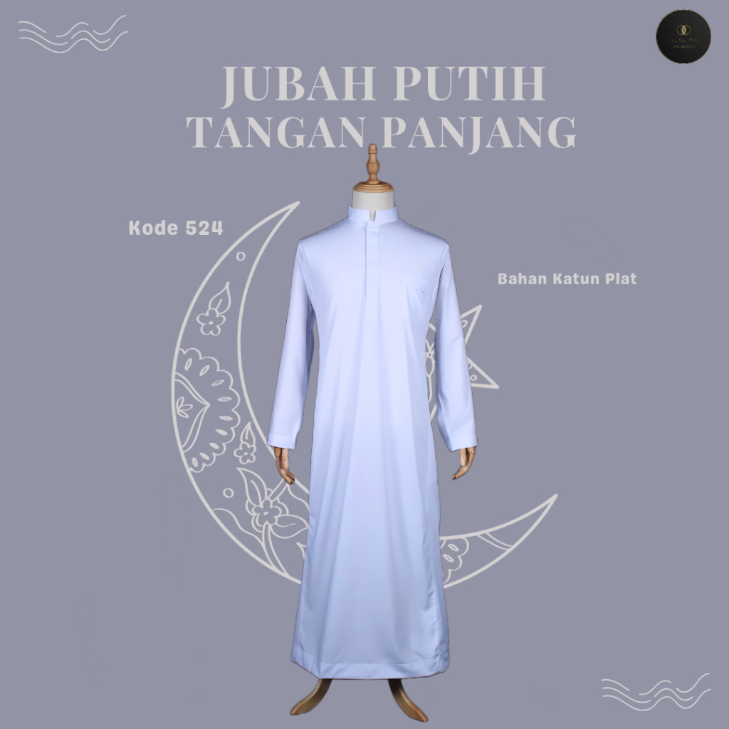 524 Jubah Putih Pria Lengan Panjang / Gamis Putih Terbaru Benzema / Jubah Putih Terlaris / Gamis Kek