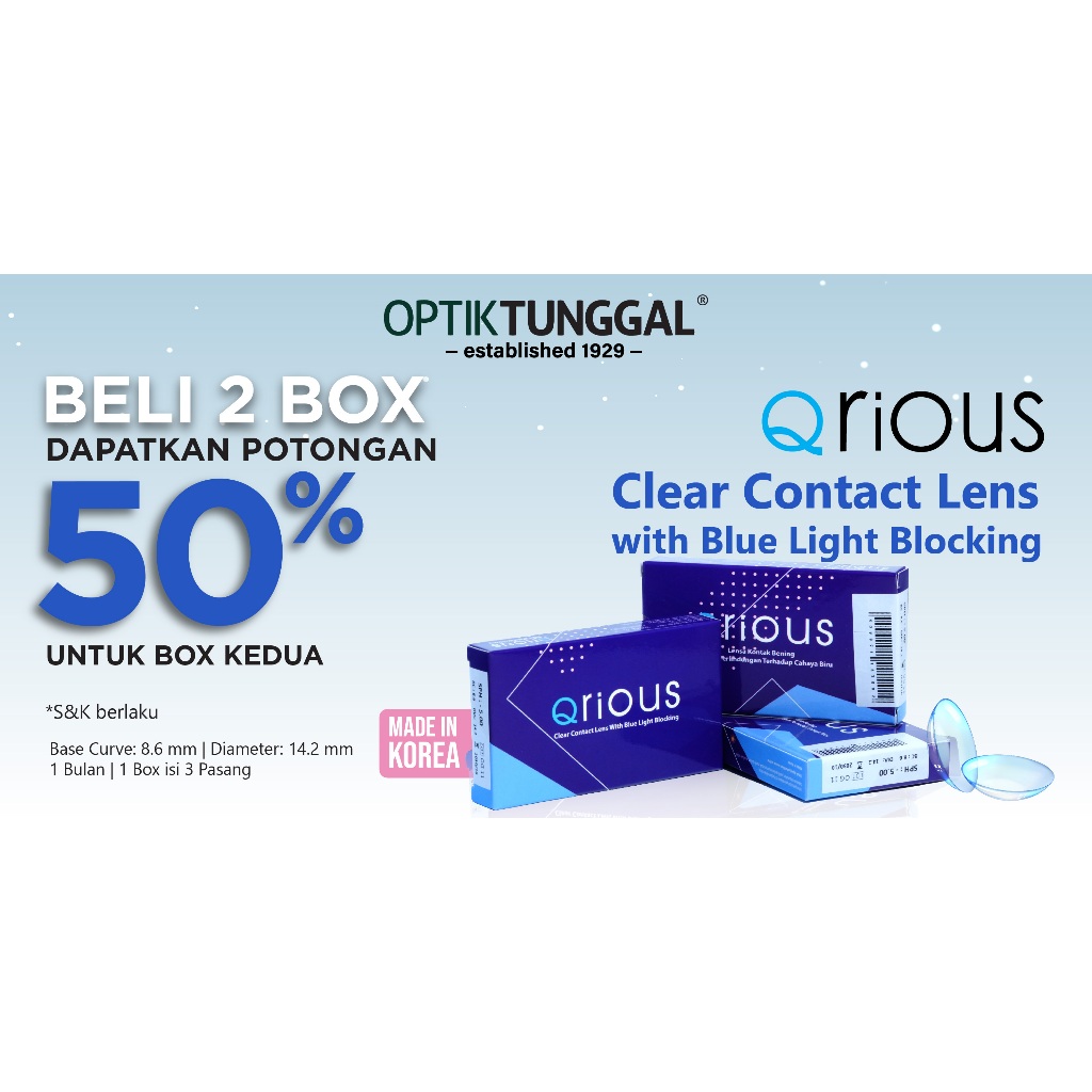 Optik Tunggal QRIOUS Contact Lens With Blue Light Blocking