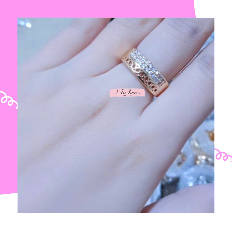 Cincin titanium wanita cincin baris gold dewasa