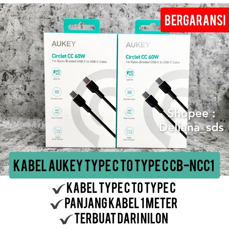 Kabel Aukey CB-NCC1 Type c to Type C 1 Meter Garansi Kabel Aukey Type c to Type C Kabel Aukey Tipe c to Tipe c Kabel Type c to Type c Kabel Tipe c to tipe c