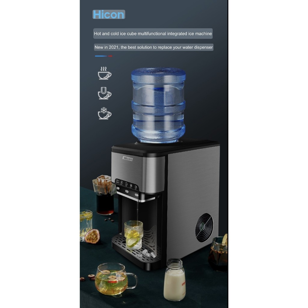 HICON ICE CUBE ICE MAKER MACHINE Mesin Es batu Dispenser aqua ice maker Machine 3 in 1 HZB 25 YLR