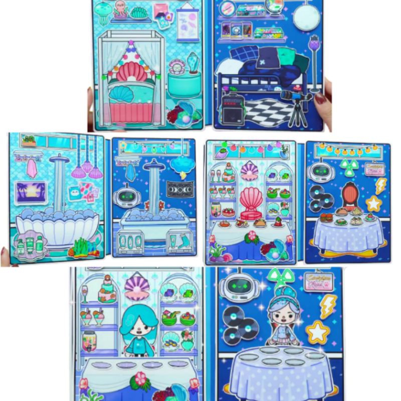 Buku Mainan Viral Toca Boca Bongkar Pasang Edukasi -  Water Space - Quiet Book PaperDoll PaperBook Q