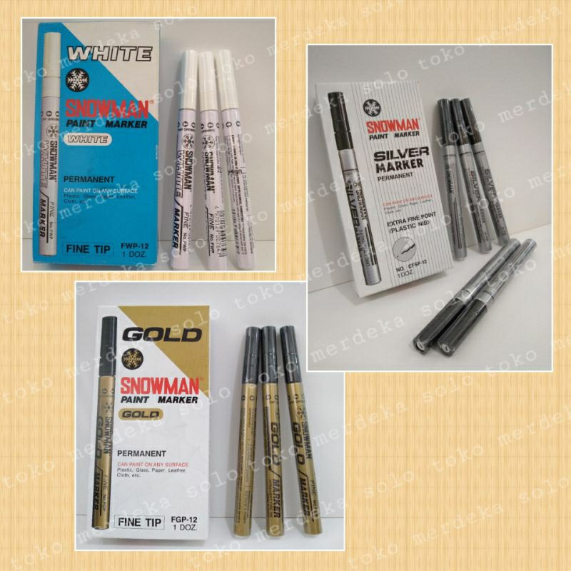 

Spidol Permanent Snowman Gold, Silver, White