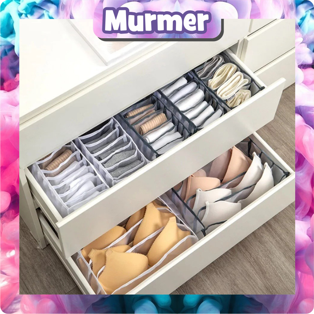 MurmerOfficial Storage Box Organizer Celana Dalam Tempat Penyimpanan Kotak Bra BH 6 7 11 Sekat Kaos Kaki Underwear Lemari Laci Waterproof B098