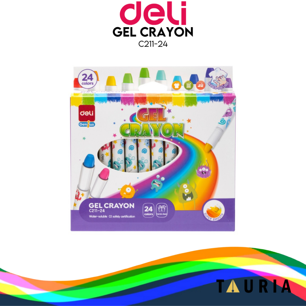 

Deli Gel Crayon / Krayon 24 Warna Tidak Mengotori Tangan EC211-24