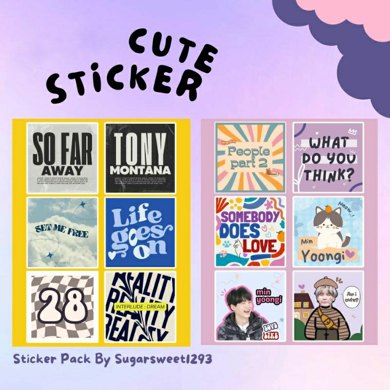 

STICKER PACK SUGA YOONGI / STIKER CUTE BTS