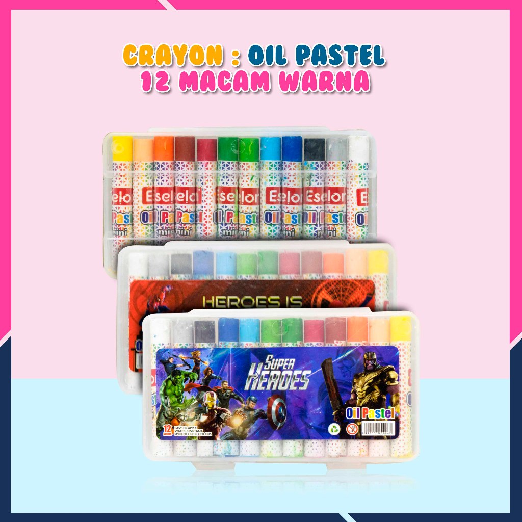 

Crayon / Crayon Set / Oil Pastel Crayon Eselon Anak Isi 12 Macam Warna dan Karakter Lucu