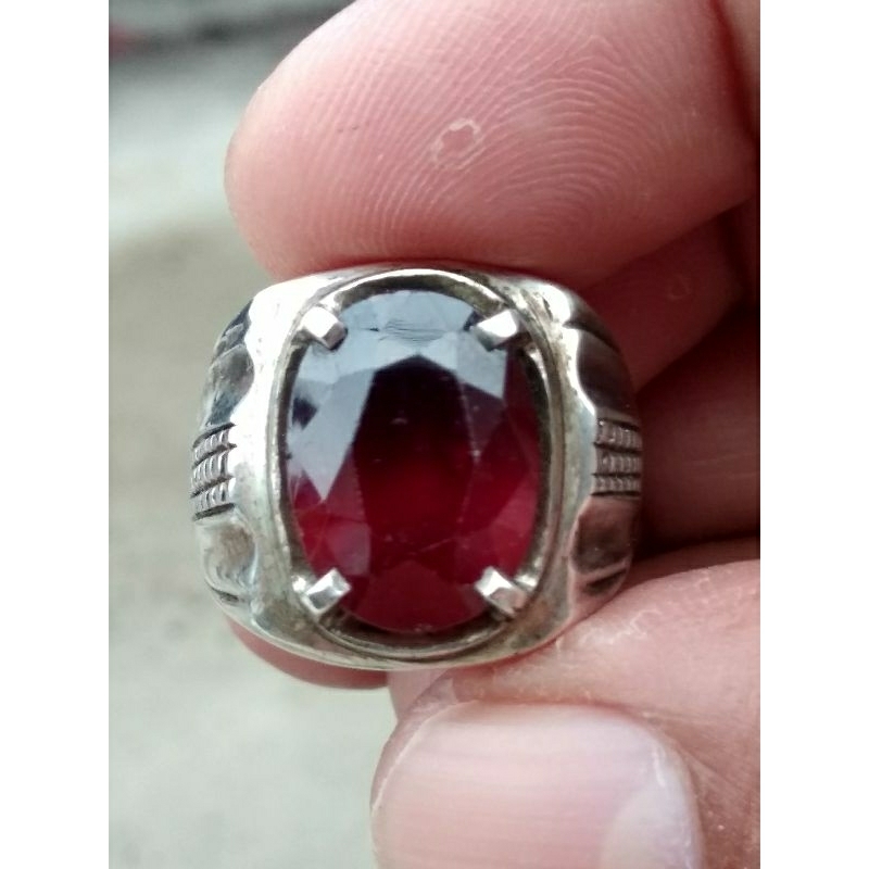 red garnet natural ring perak