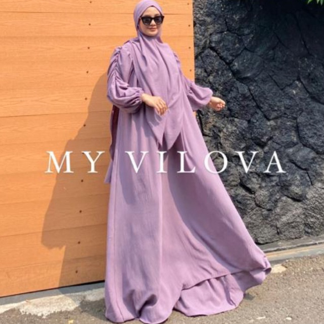 MY VILOVA - FUJI SET SYARI M L XL + PASHMINA OVAL MALAY NEW BEST SELLER GAMIS SYARI RAYON CRINKLE PR