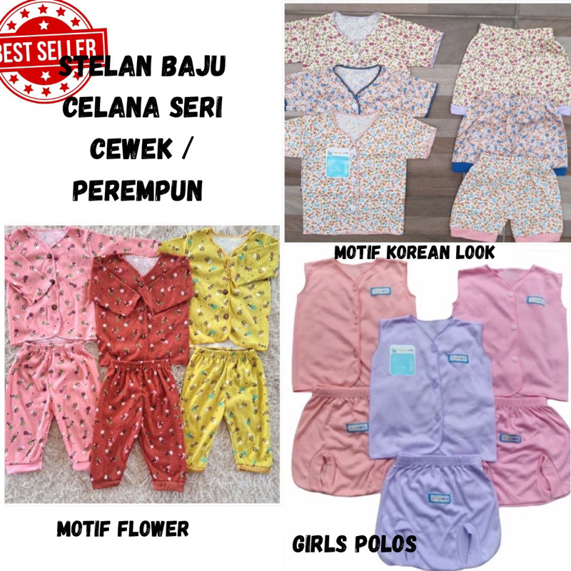 NAKITA Paket 3 Stel / 6 Lembar Baju Celana Bayi Baru Lahir Newborn Motif Printing SNI Promo 6.6