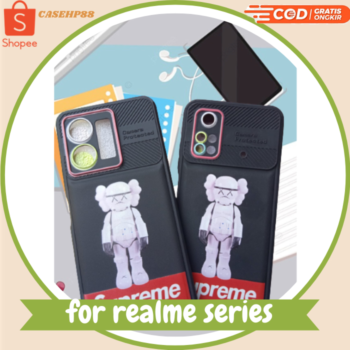 Case For Realme 2 Pro 5i C3 C25Y Case Softcase Suprame Kaws Hitam Case Untuk Cowo / Pria Cewek Keren